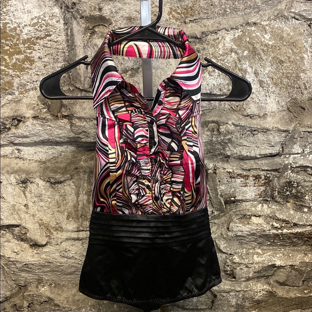 Vibrant Halter Top with Abstract Print